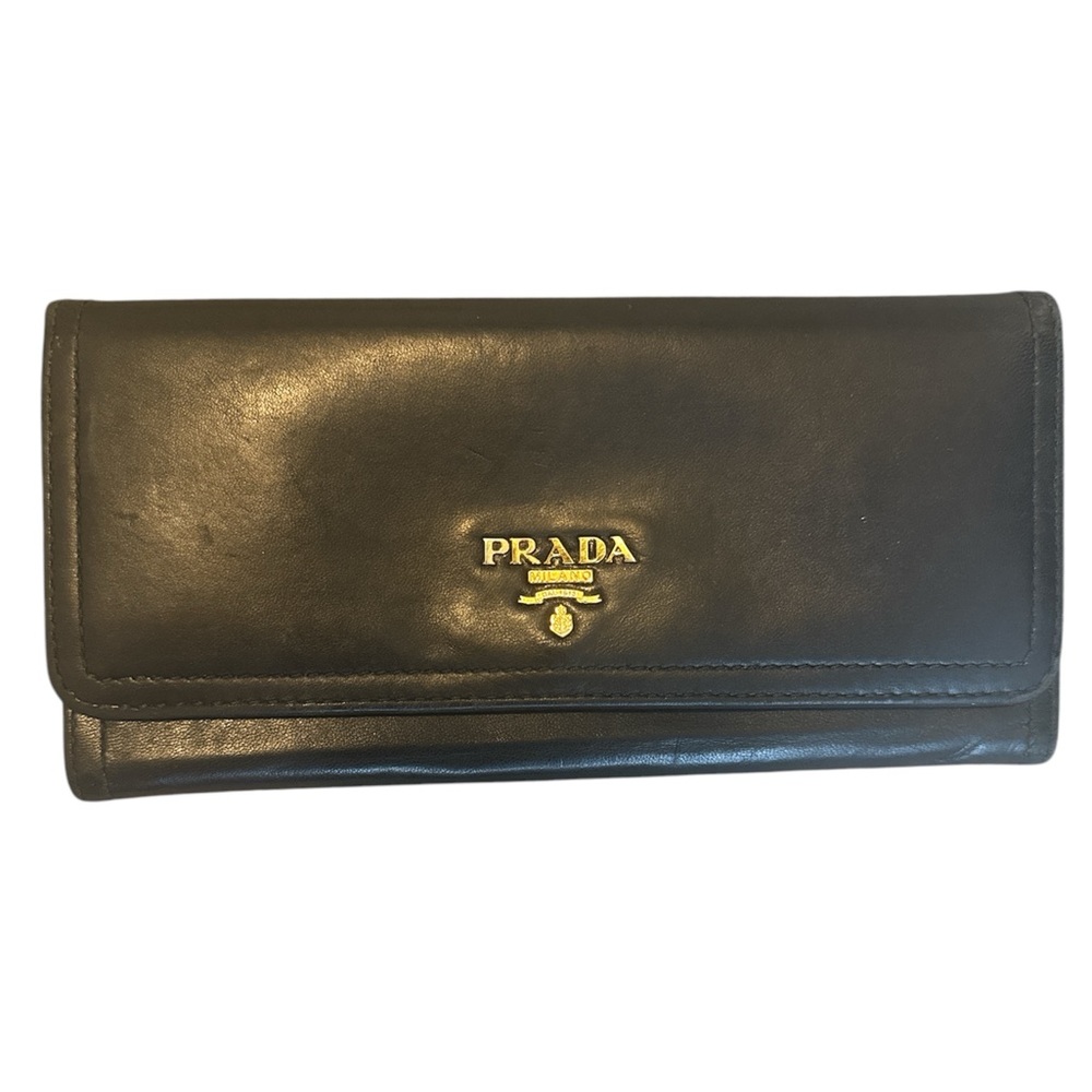 Prada Continental Black Leather Wallet